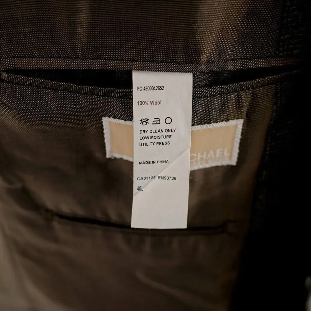 Michael Kors Wool Brown Glen Plaid Windowpane 2 Button Sport Coat 40L‎